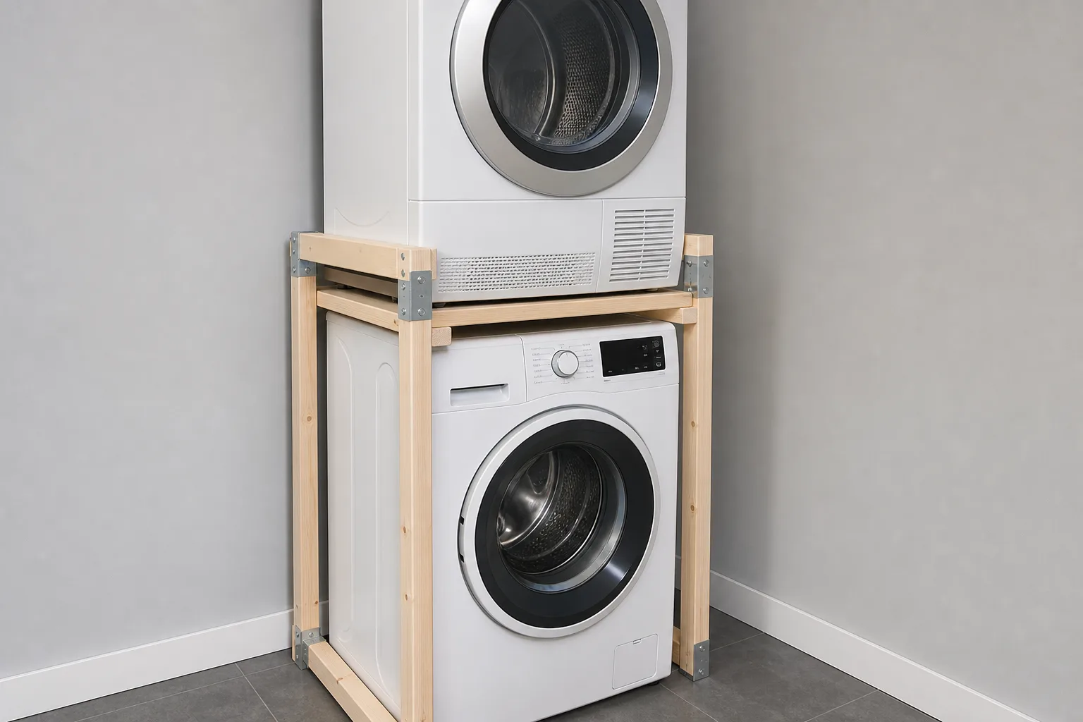 Kondenstrockner DIY: Stapel-Konstruktion fuer Waschmaschine und Trockner bauen